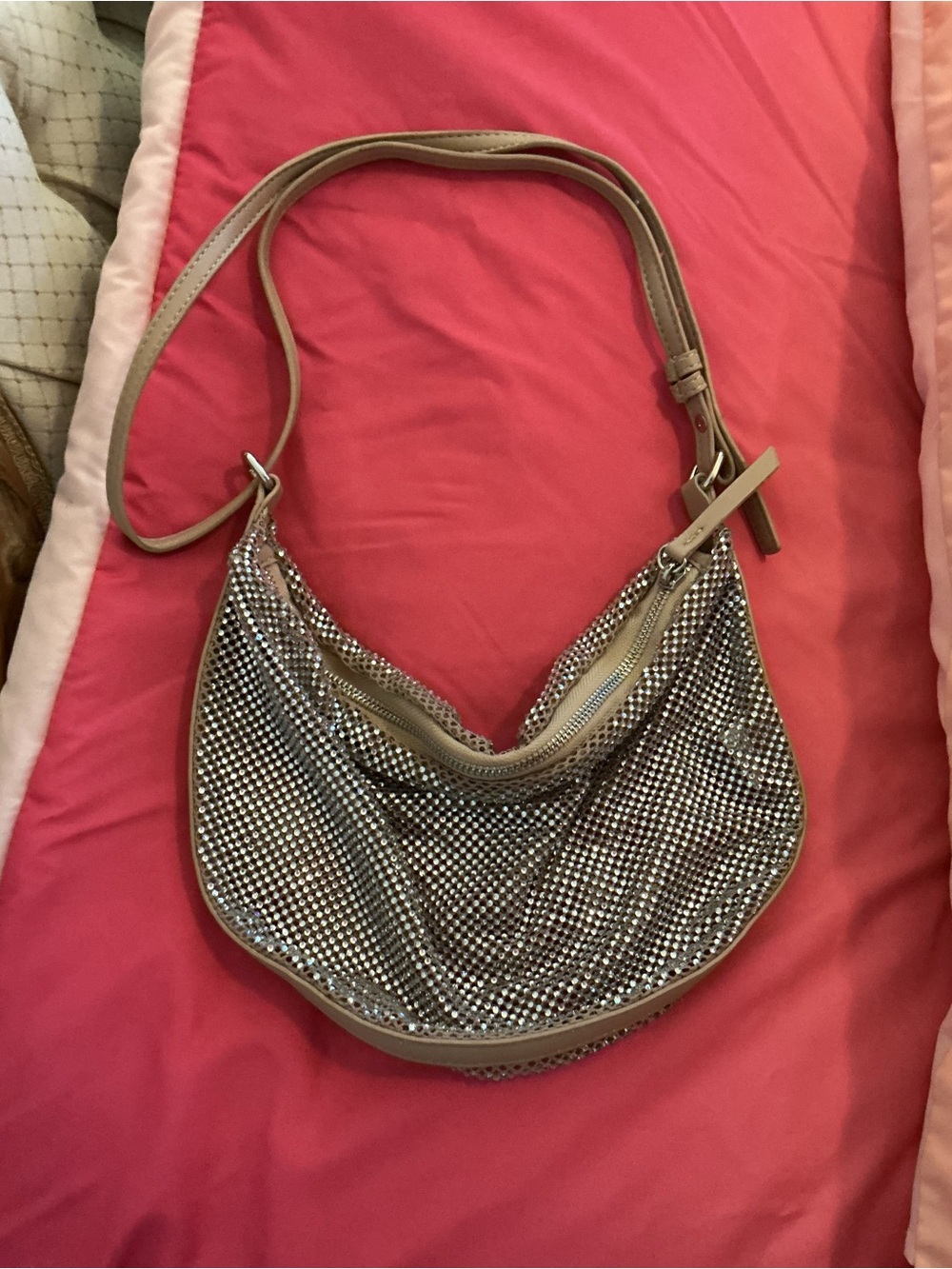 Forever 21 Rhinestone Silver Crystal Mesh Shoulder Bag NWOT